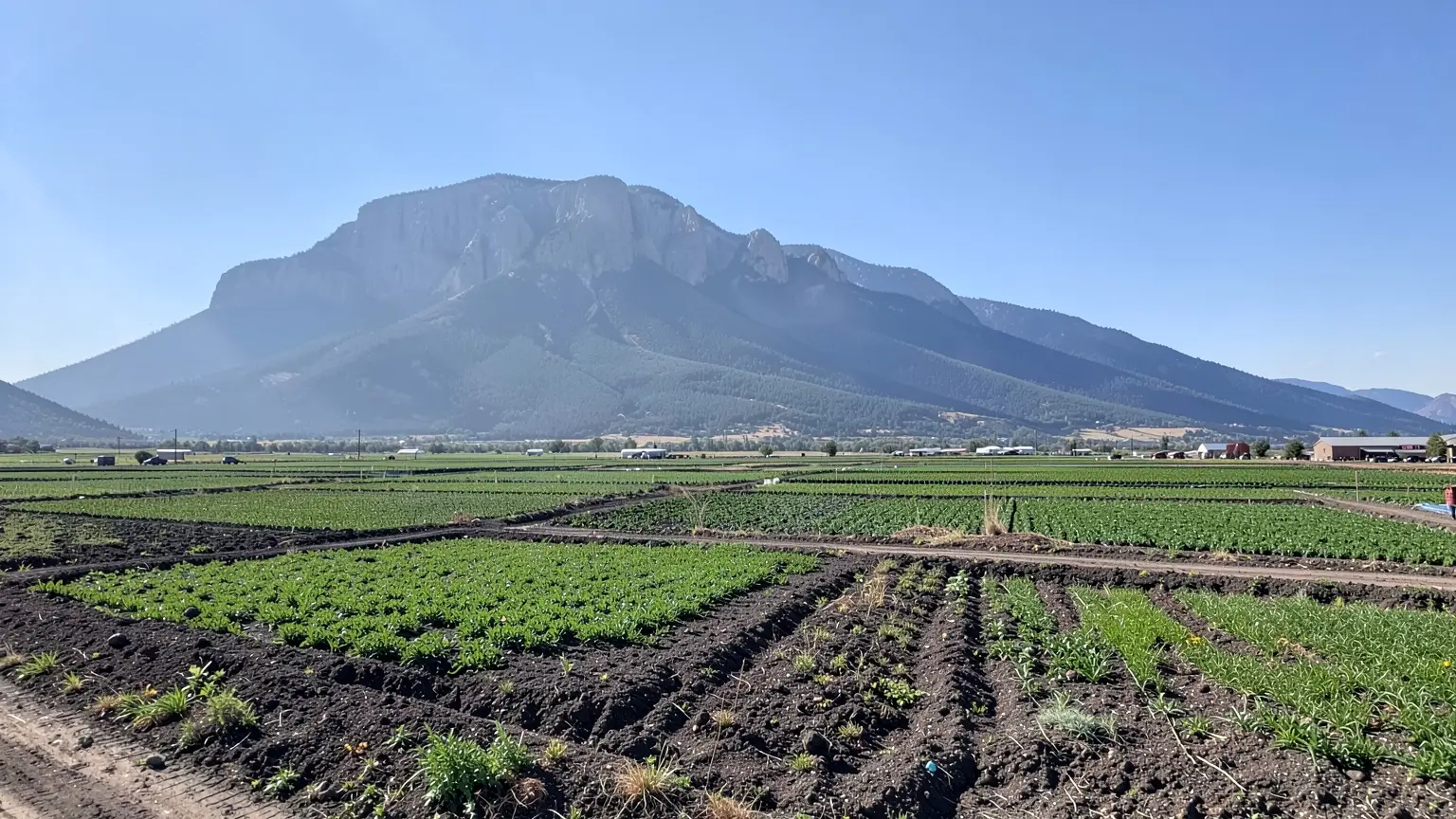 Gila Valley farmland below Mount Graham