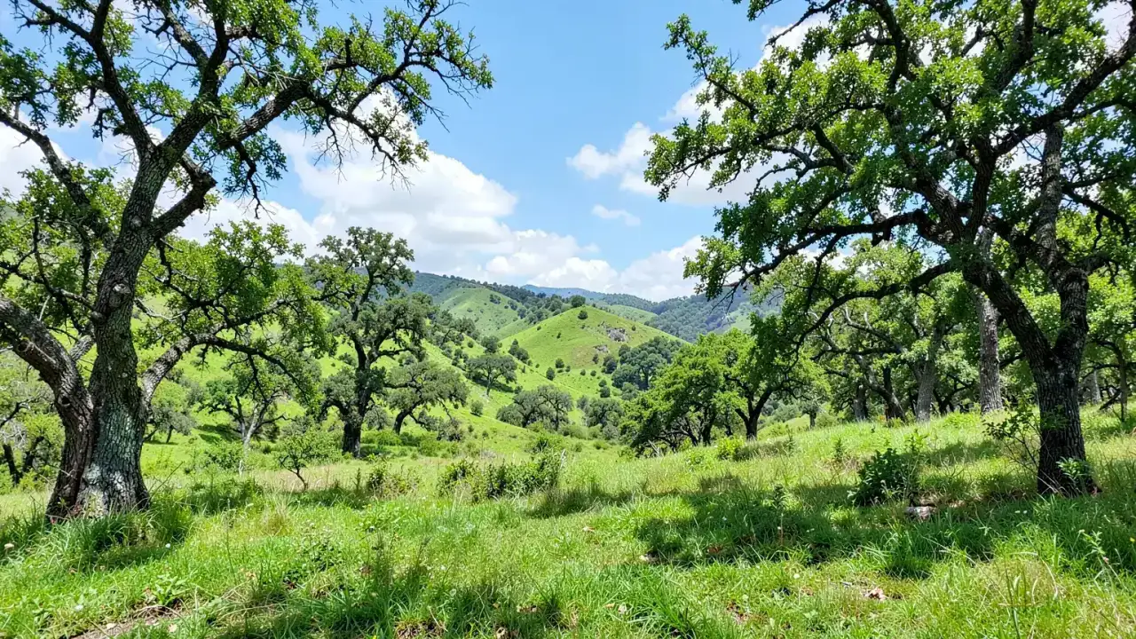 Hills of Santa Cruz County in summer green